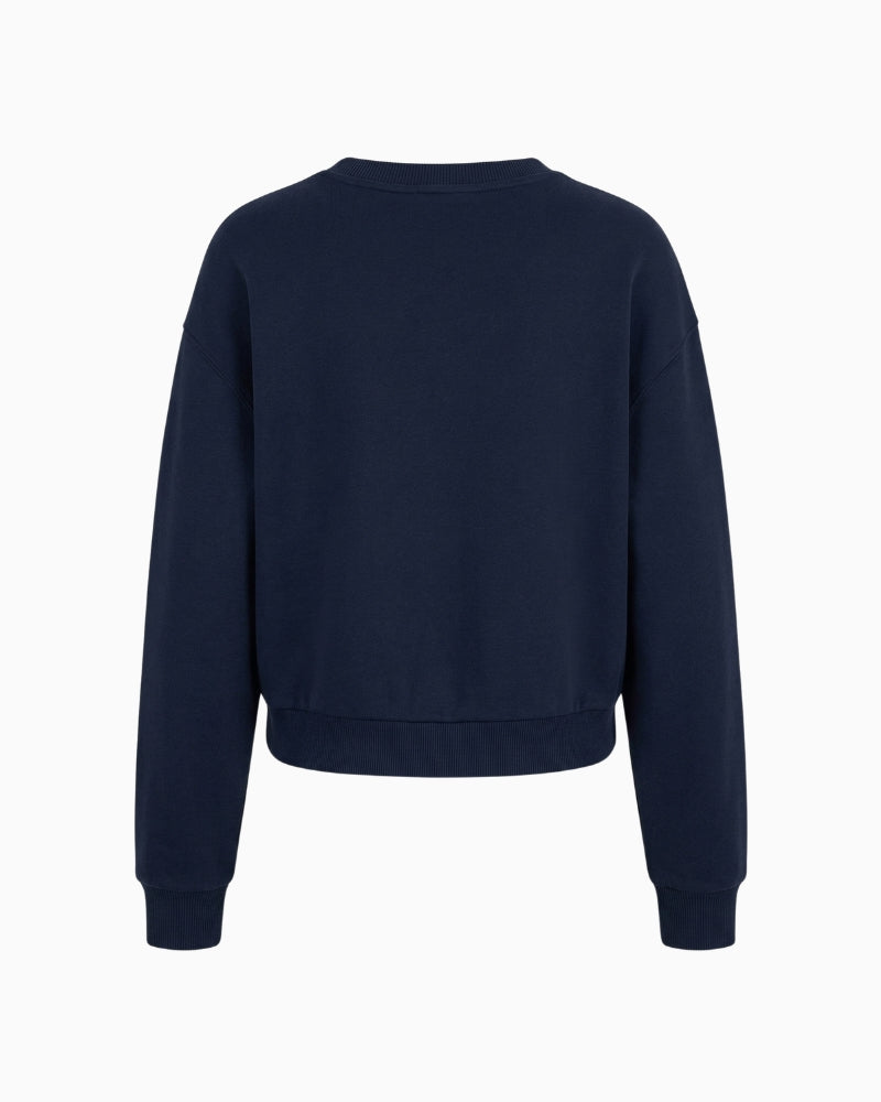 Tommy Hilfiger Gold Button Script Terry Sweatshirt navy back view