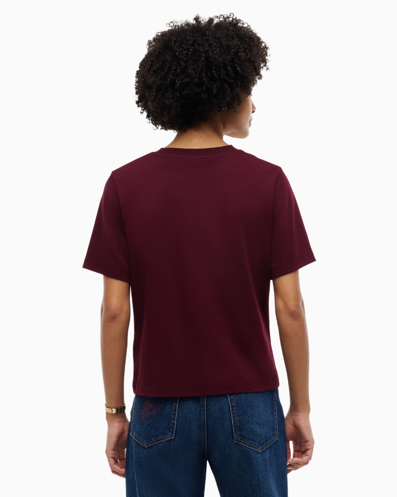 Tommy Hilfiger Gold Script Modern Tee in Burgundy back view