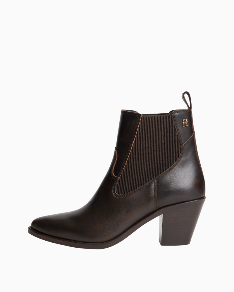 Tommy Hilfiger Leather Western Chelsea Boot in Brushed Brown left side view