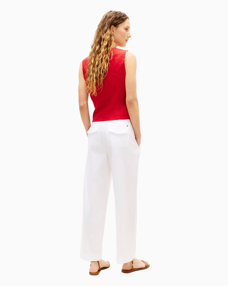Tommy Hilfiger linen blend vest back viewon model – Áines Boutique
