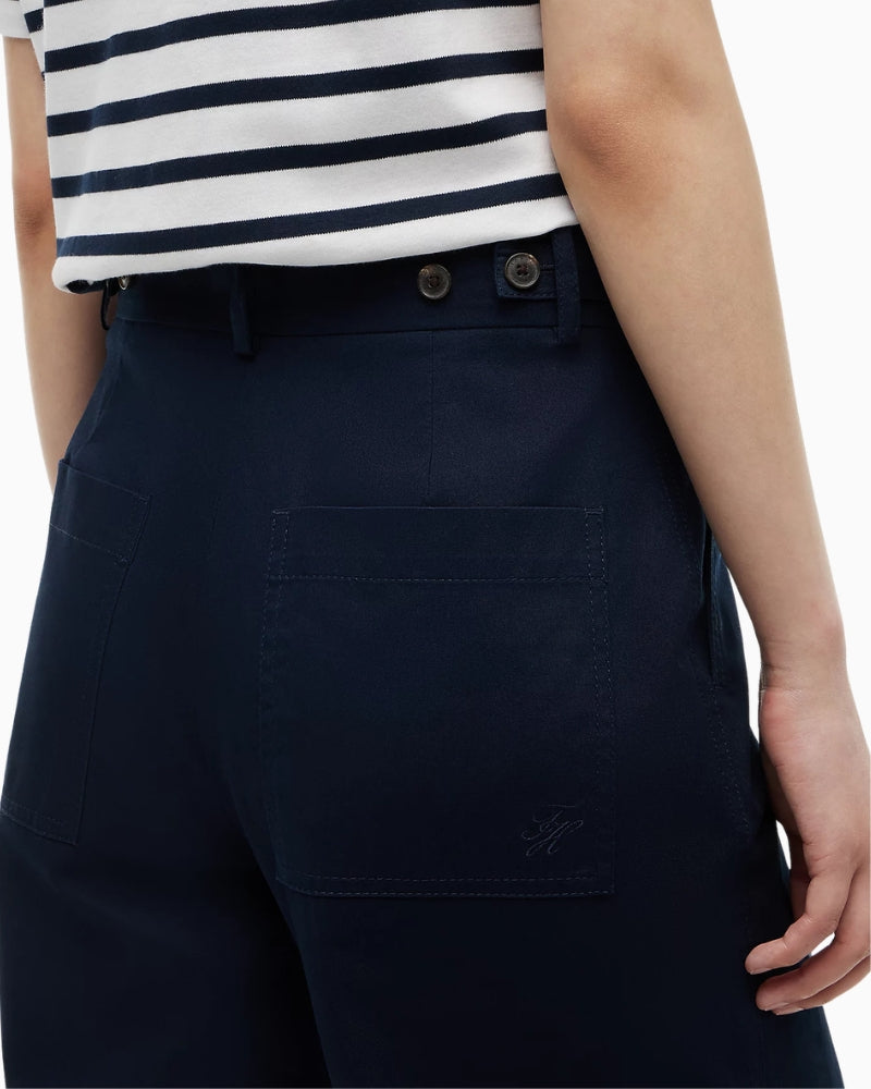 Tommy Hilfiger Logo Embroidery Wide Leg Chinos in navy back pocket detail