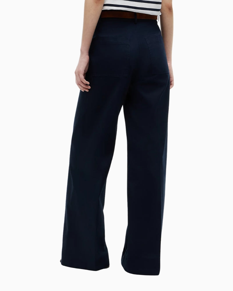 Tommy Hilfiger Logo Embroidery Wide Leg Chinos in navy back view