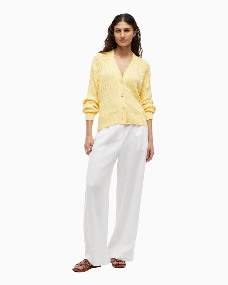Tommy Hilfiger Mid V-Neck Cardigan in Yellow front view