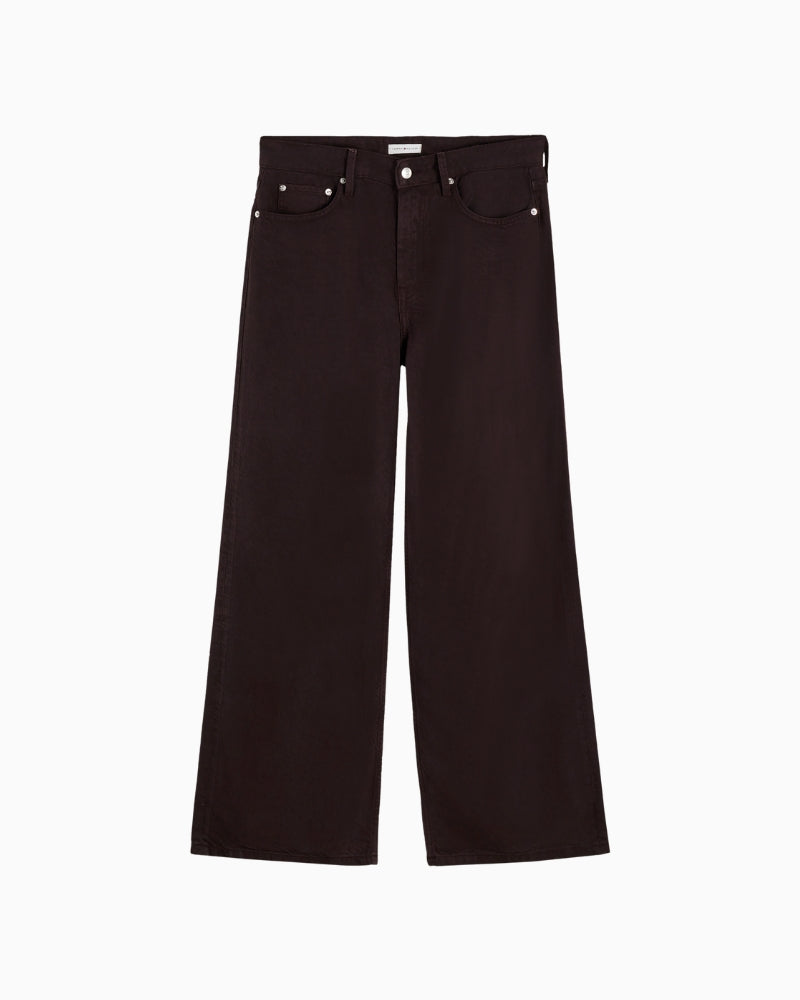 Tommy Hilfiger Mola Low Rise Wide Straight Trousers in Brown wide-leg detail
