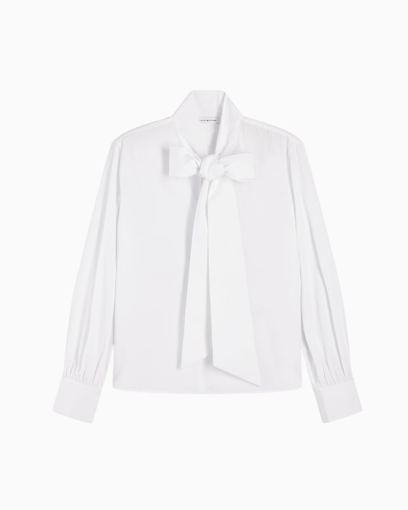 Tommy Hilfiger Poplin Bow Tie LS Shirt in White collar detail