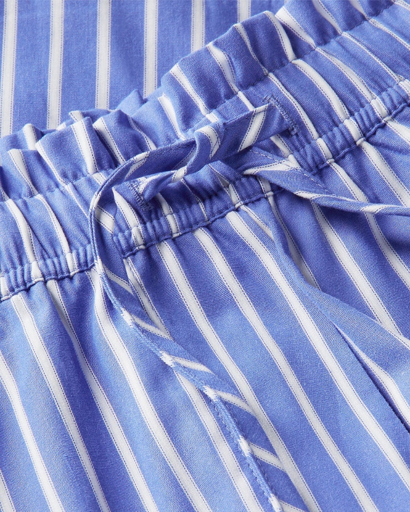 Tommy Hilfiger Poplin Relaxed Pull-On Shorts in Blue Stripe fabric detail