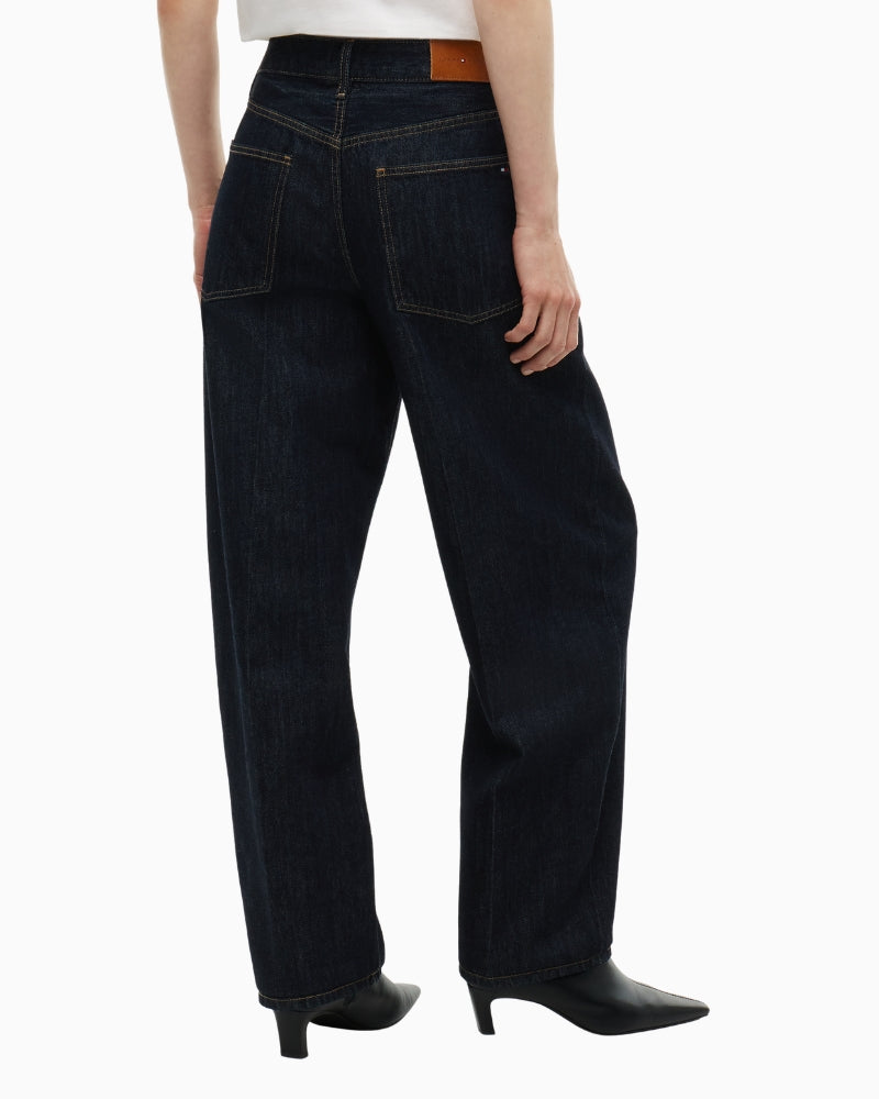 Tommy Hilfiger Quinn Mid Rise Barrel Jeans in Dark Denim back view