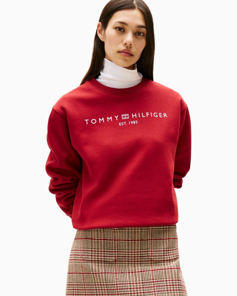 Tommy Hilfiger red crewneck sweatshirt with logo