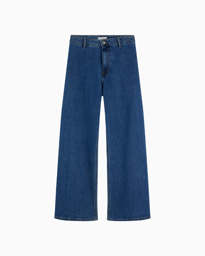 Tommy Hilfiger Wide Leg Rian HW Ankle Jeans in dark denim fabric detail