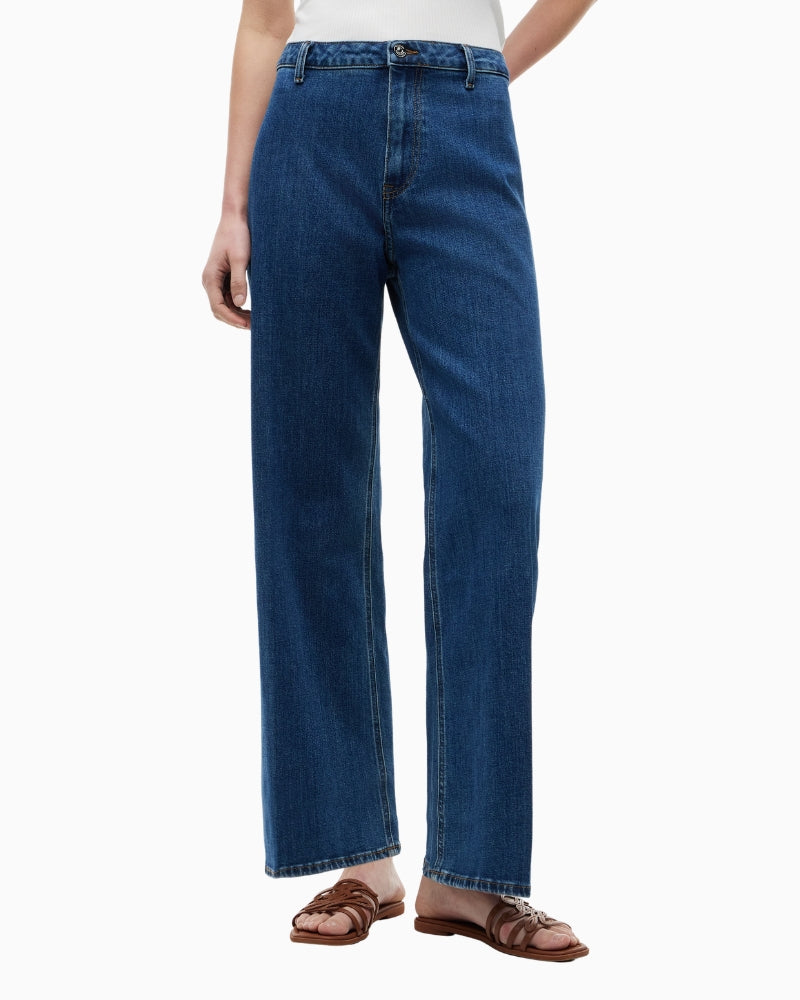 Tommy Hilfiger Wide Leg Rian HW Ankle Jeans in dark denim front view