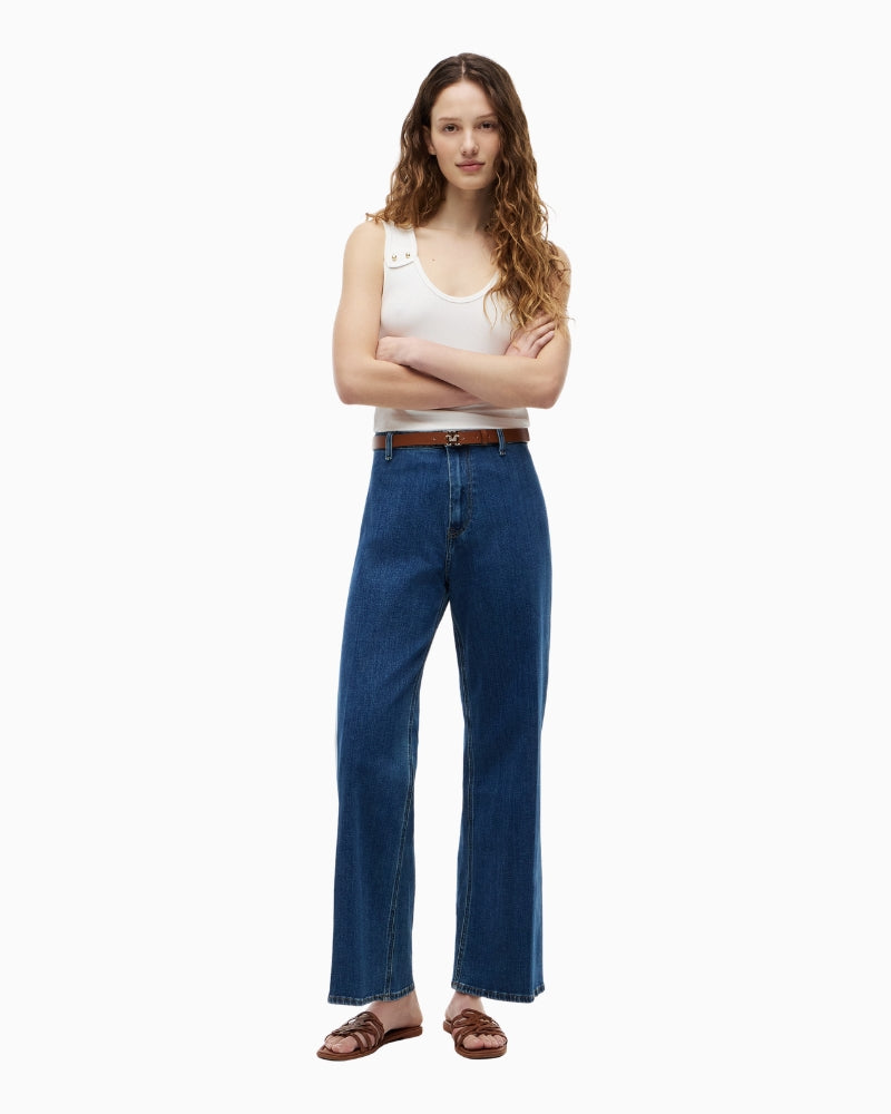 Tommy Hilfiger Wide Leg Rian HW Ankle Jeans in dark denim wide leg detail