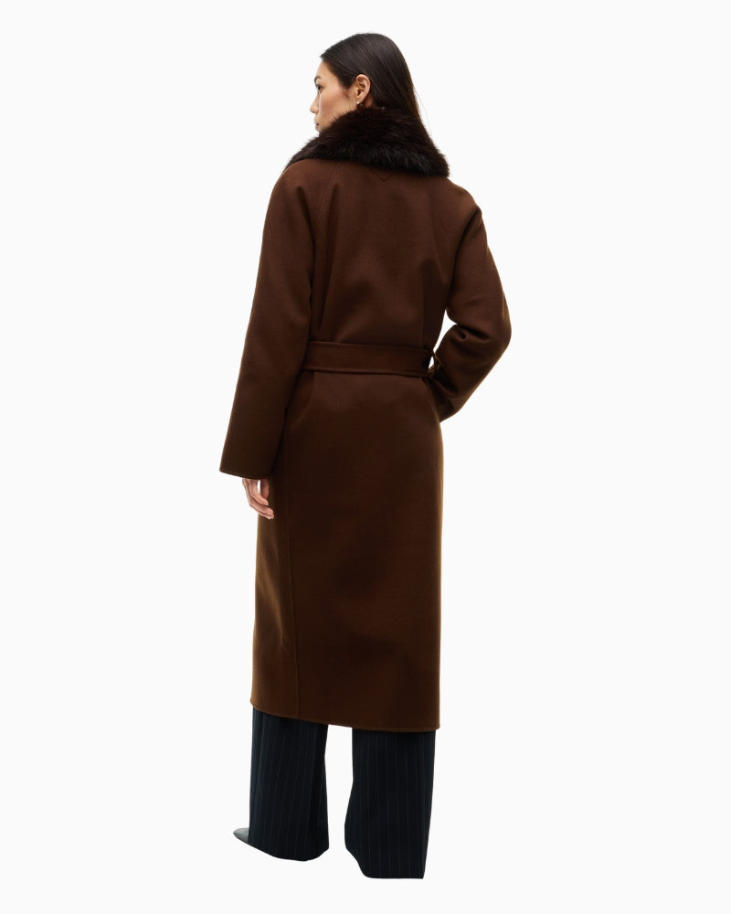 Tommy Hilfiger Wool Regular Belted Coat in Brown back view