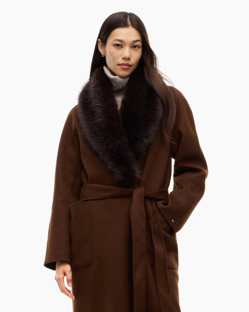 Tommy Hilfiger Wool Regular Belted Coat in Brown belted waist detail