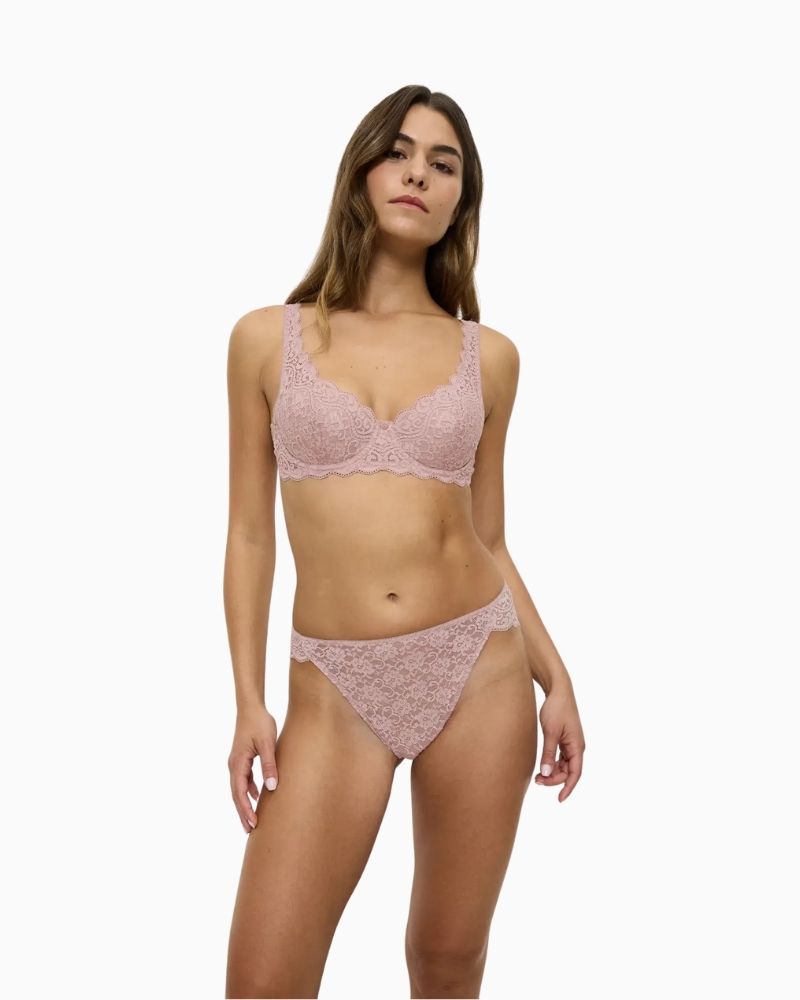 Triumph Amourette High Leg Tai Brief in Mauve Rose with soft microfibre fabric