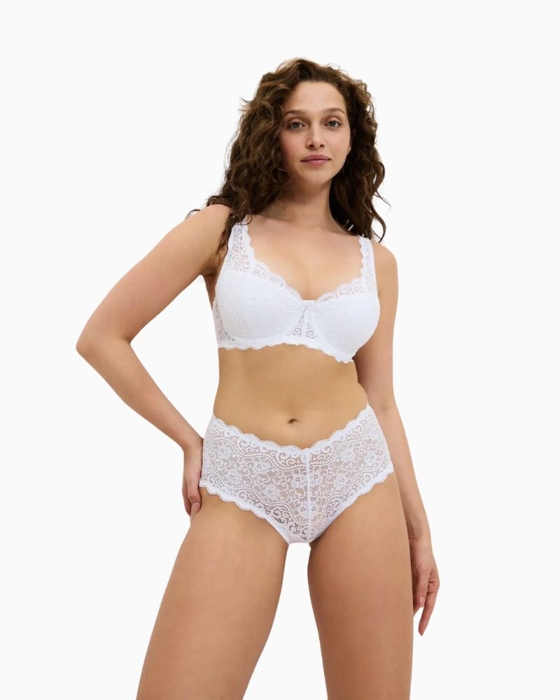 Triumph Amourette padded underwired bra in white with floral lace