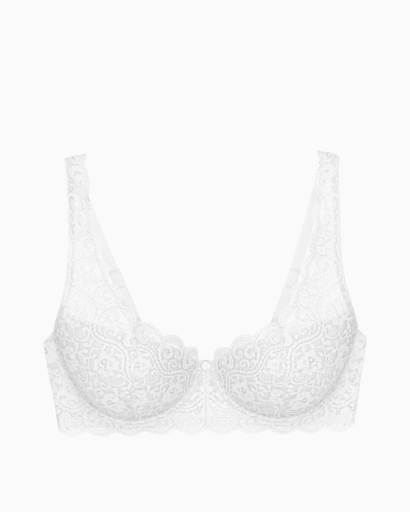 Front view of Triumph Amourette limited edition bra with soft stretch lace