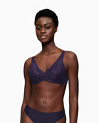 Triumph padded bra with lace and microfibre in nude, featuring soft foam cups and deep neckline