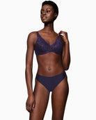 Triumph padded bra with lace and microfibre in nude, featuring soft foam cups and deep neckline