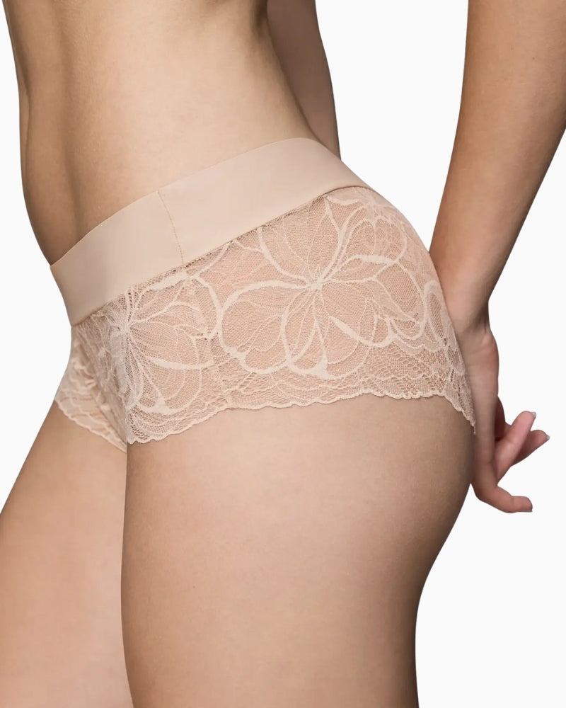 Side view of Triumph Body Make-Up Illusion Lace short briefs