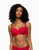 Triumph Palina Moonlight Kiss balconette bra in Shanghai Red with lace and Lurex detail