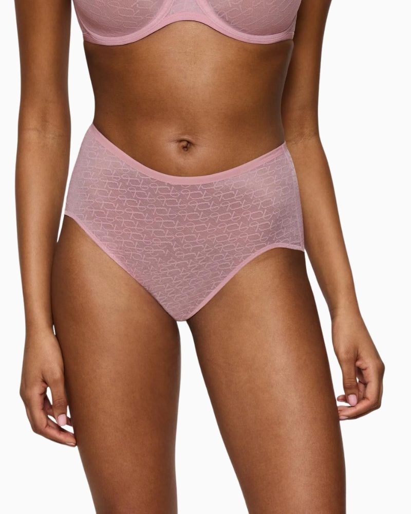 Triumph Signature Sheer maxi brief in nude with curved cut and lace detail