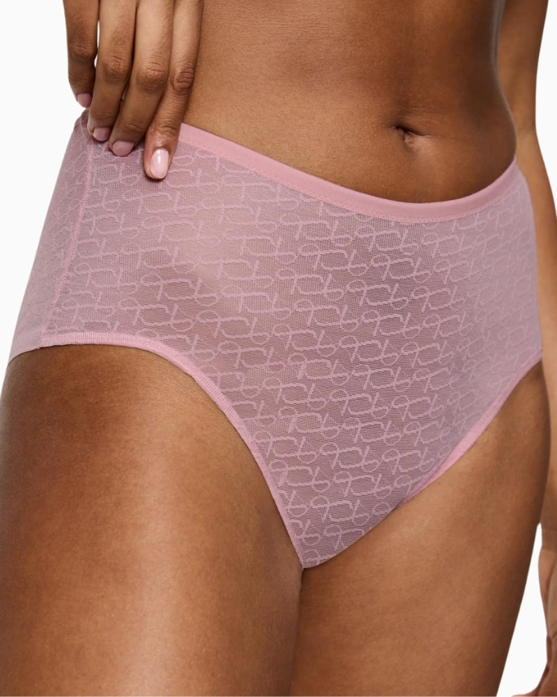 Close-up of soft lace waistband and smooth stretch fabric on maxi brief
