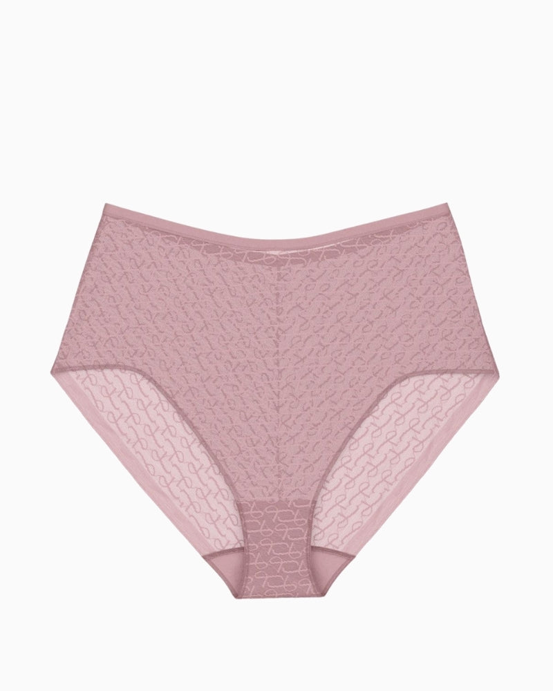 Flat lay of Triumph Signature Sheer nude maxi brief with full coverage fit