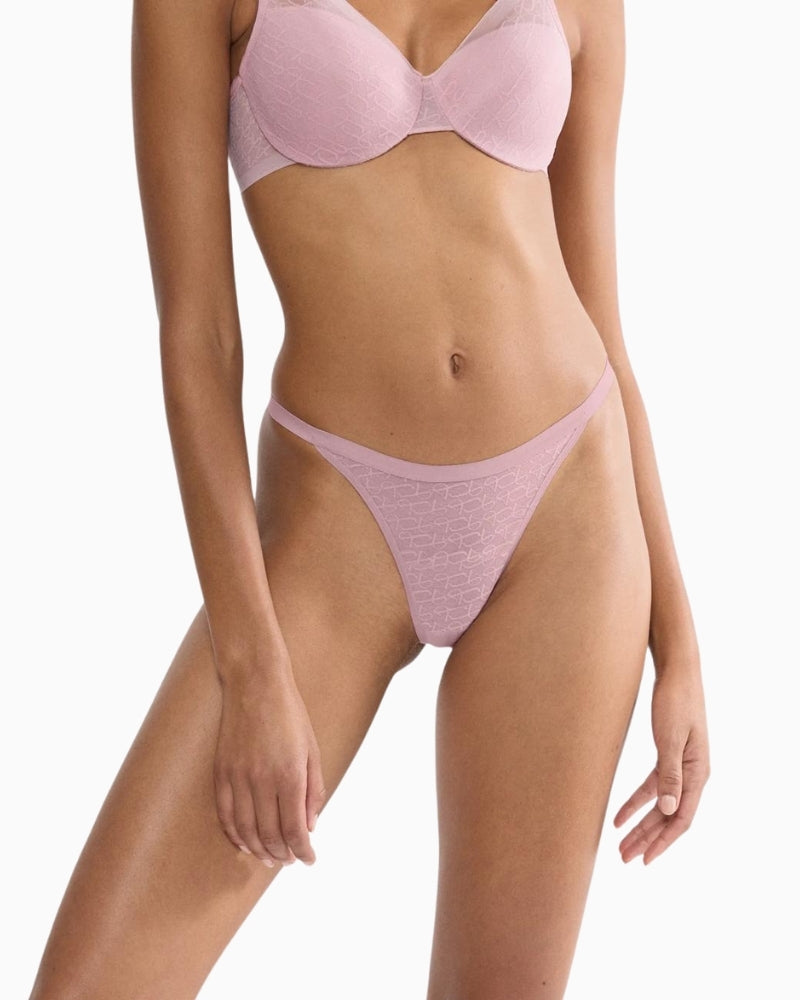 Triumph Signature Sheer string brief in nude with smooth lace and flat waistband