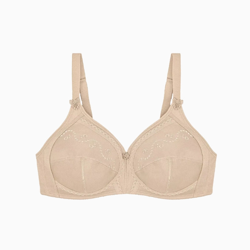 Triumph Doreen Cotton Non-Wired Support Bra in Skin cup detail