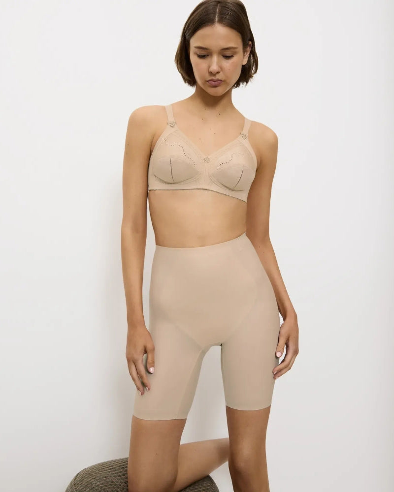 Triumph Doreen Cotton Non-Wired Support Bra in Skin full front detail