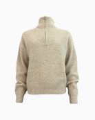 Front view of TWNS Breckenridge zip sweater with trucker neck