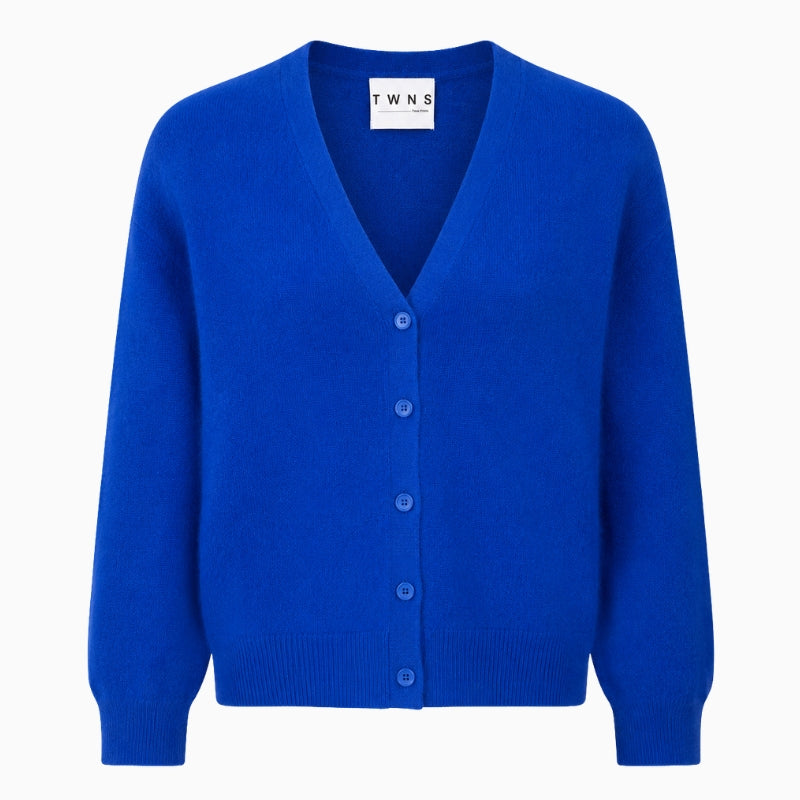 Twns The Label Aspen Cardigan in Blue front view