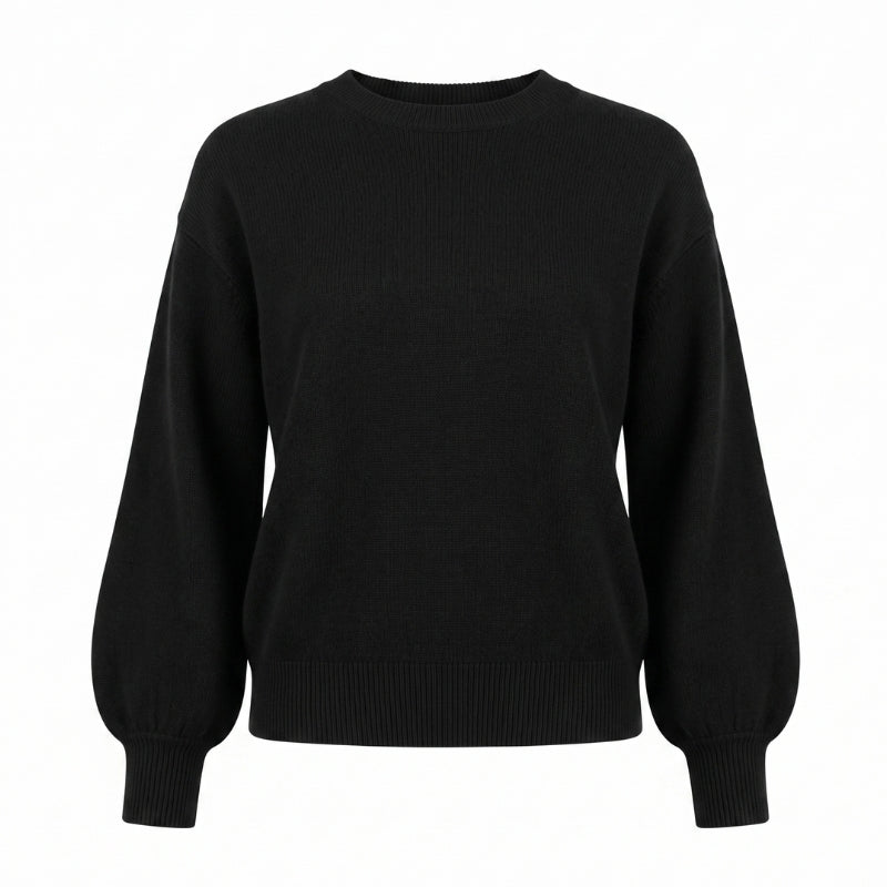 Twns The Label Colorado Puff Sleeve Jumper in Black front view