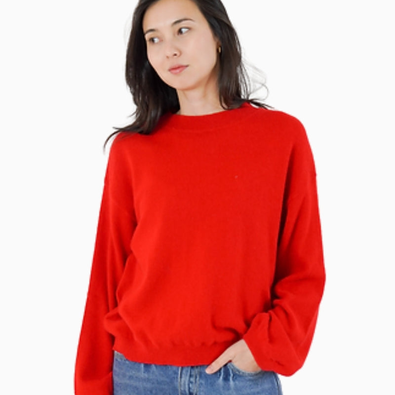 Twns The Label Colorado Puff Sleeve Jumper in Red front view