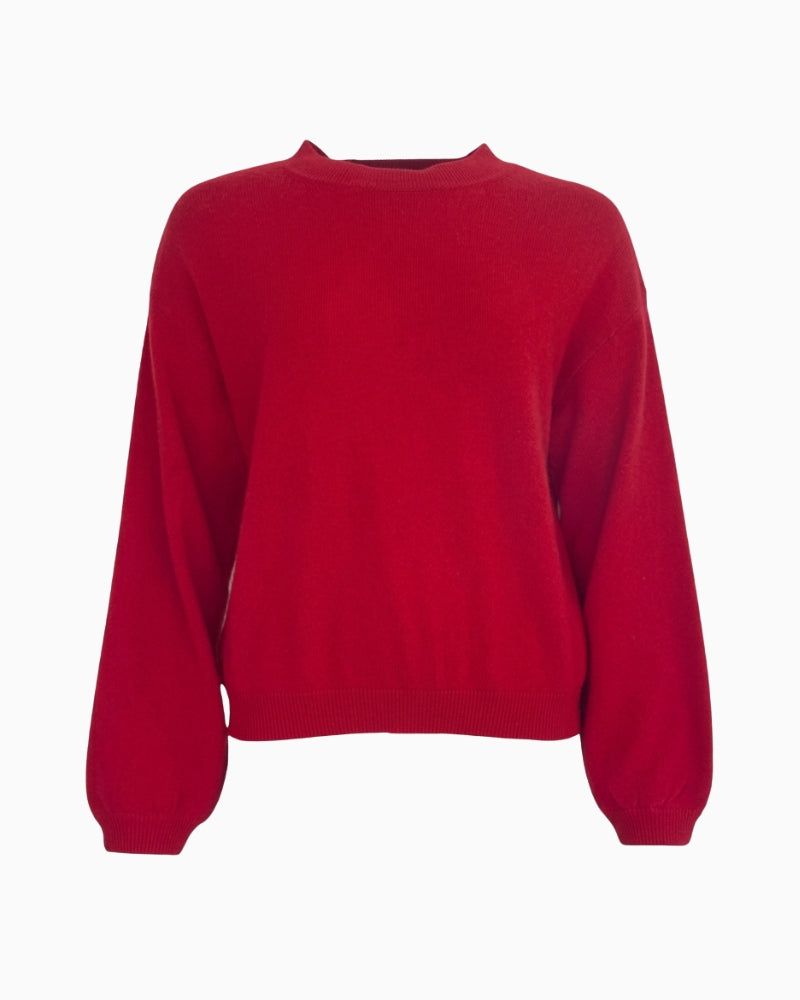 Twns The Label Colorado Puff Sleeve Jumper in Red puff fabric detail