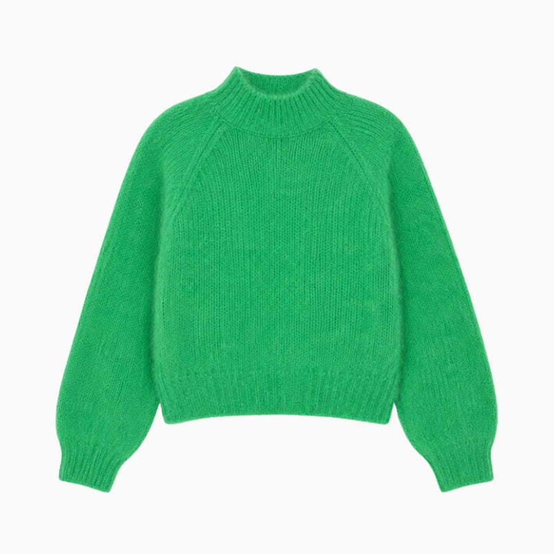 Twns The Label Hina Mock Neck Jumper in Green front view