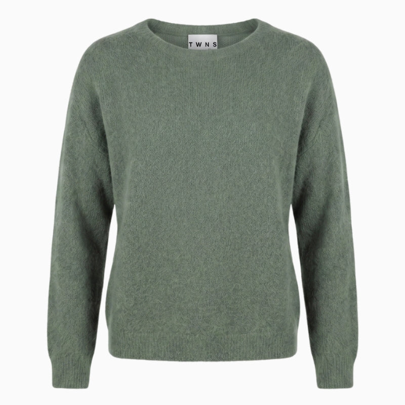 Twns The Label Sanibel Boat Neck Jumper in Khaki front view