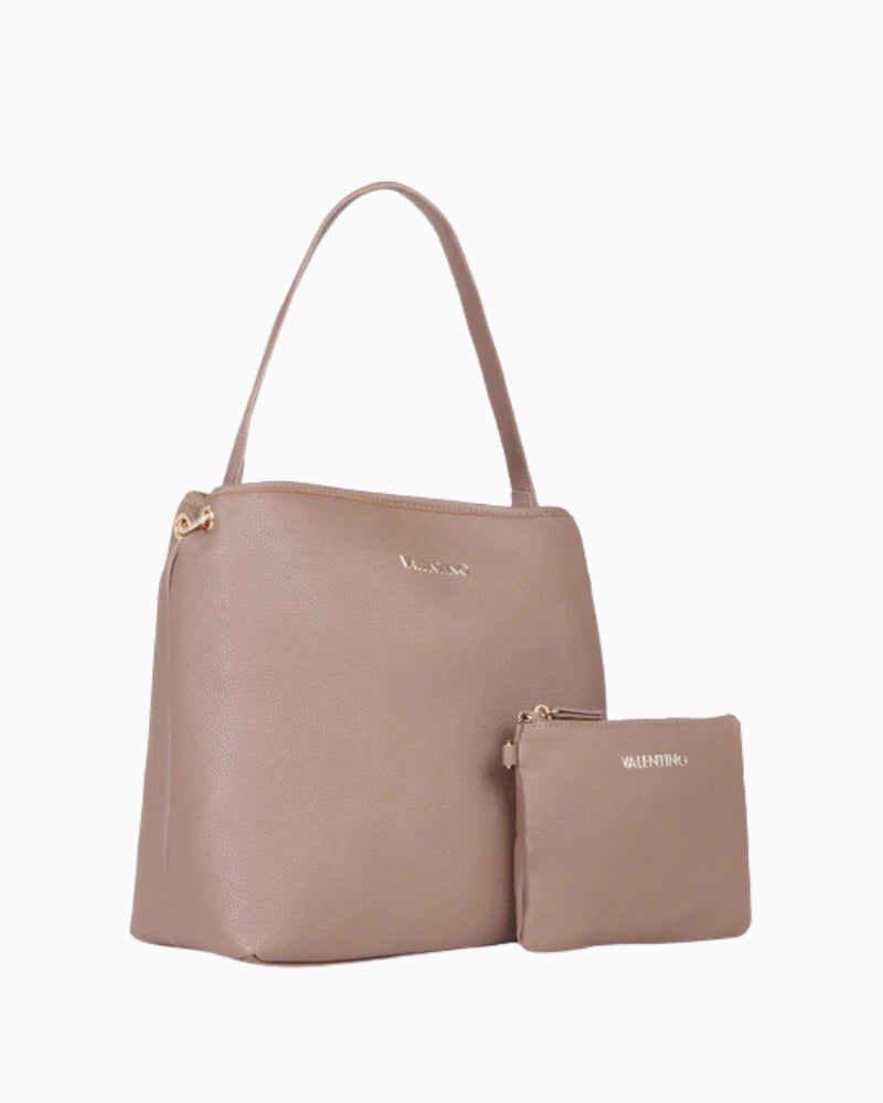 Side view of large Valentino tote showing depth and structured shape