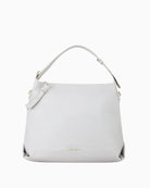 Structured faux leather tote bag with logo buckle and rubber front logo