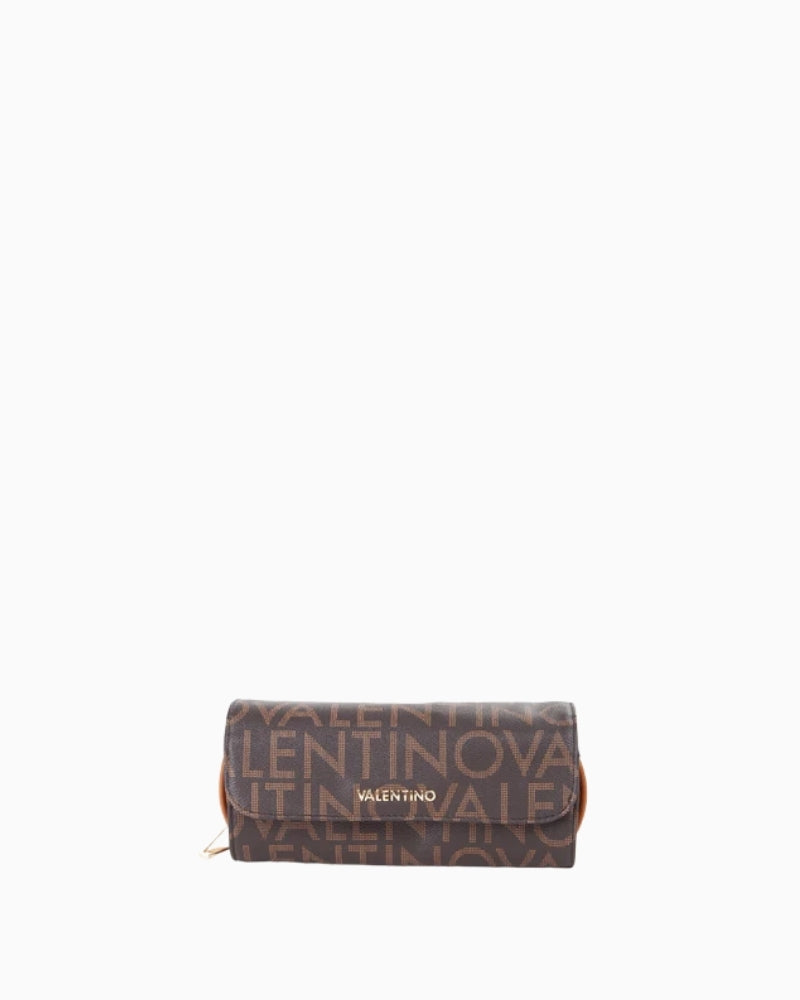 Logo print Regina beauty case in recycled faux leather with zip closure