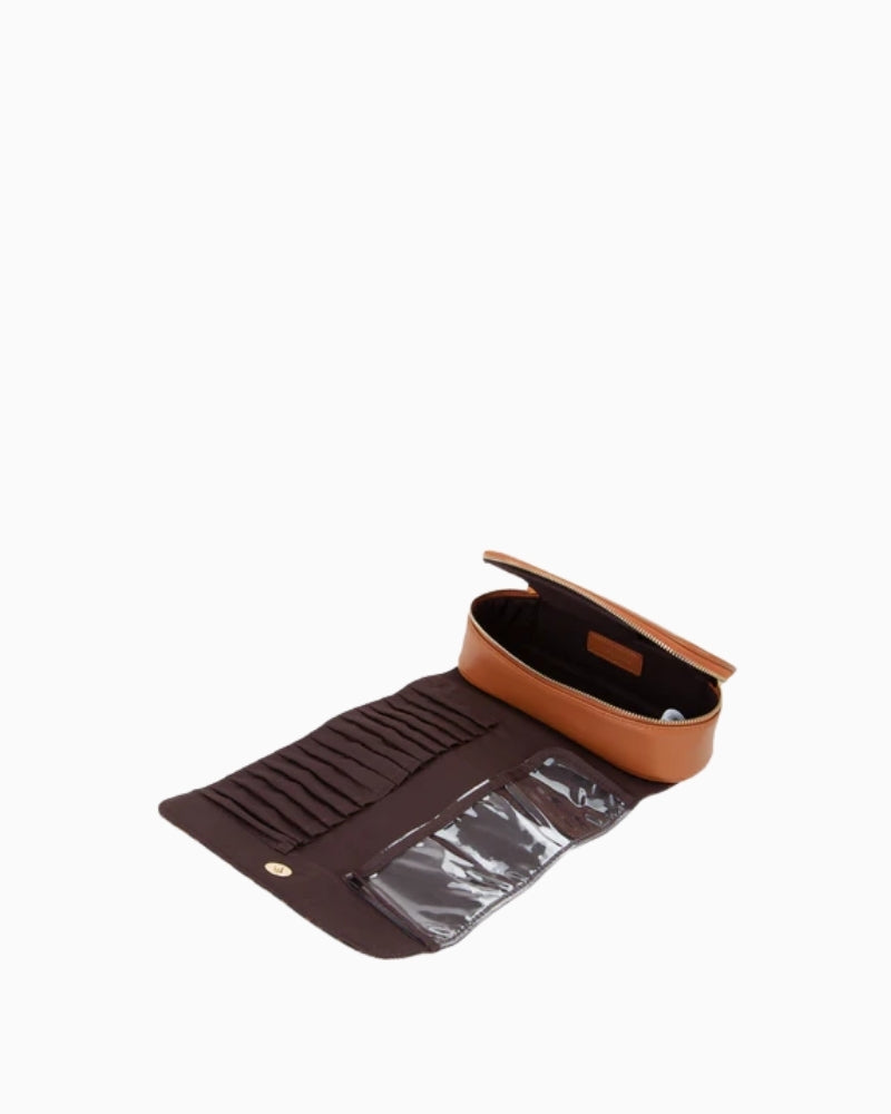 Inside view of Regina beauty bag showing structured interior and lining