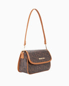 Side view of Regina faux leather bag with tonal nappa-style details