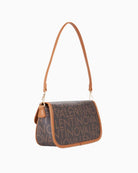 Side view of Regina faux leather bag with tonal nappa-style details