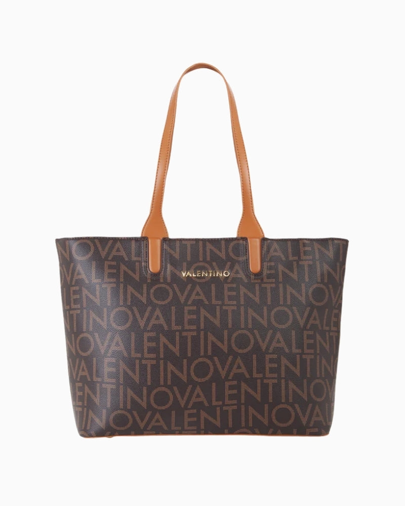 Regina shopping tote with all-over logo print and tonal jacquard shoulder strap