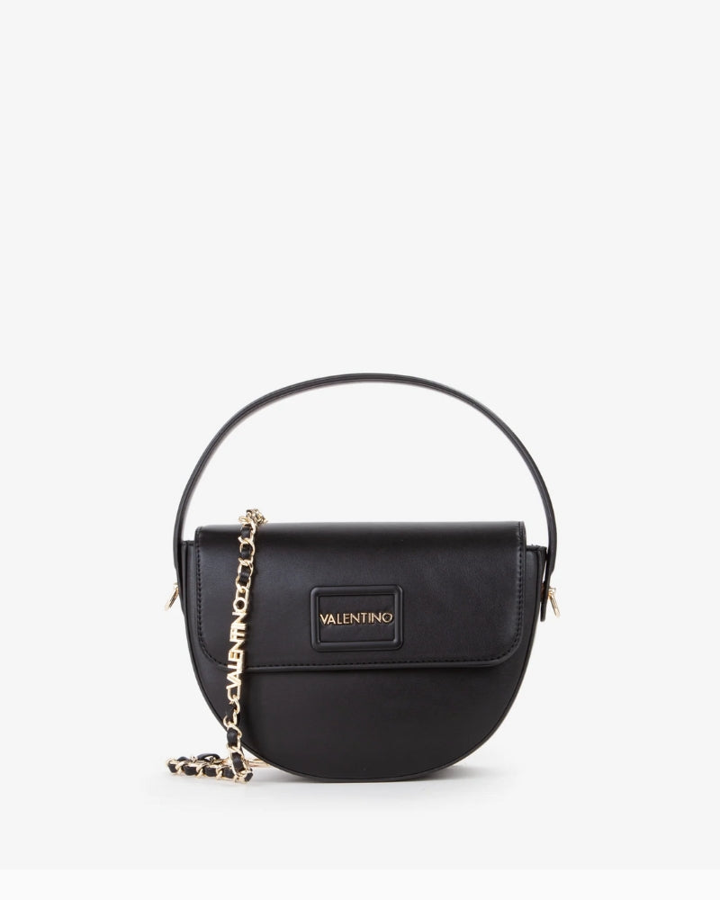 Structured flap crossbody bag by Valentino with gold logo and tonal frame