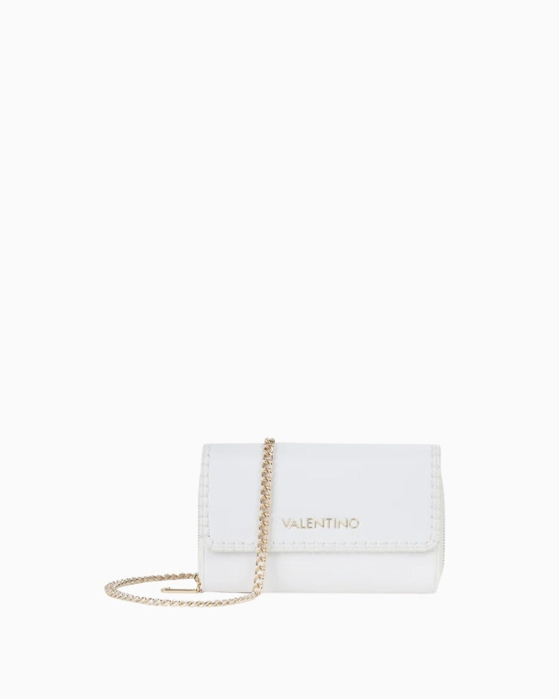Valentino Aleksandra Wallet in Off White front view with chain strap