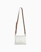 Valentino Alexia crossbody bag showcasing full-length brown strap with gold chain detail – vertical view