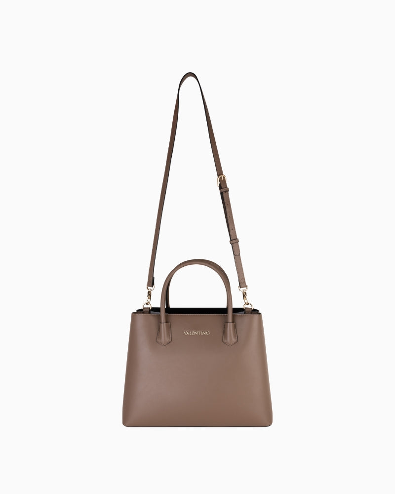 Valentino Faith taupe shopping bag with detachable long strap for crossbody or shoulder carry