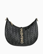 Front angle of Valentino hobo bag showing relaxed shape and modern, minimal design