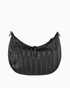 Back view of black Fania Re Hobo Bag by Valentino with smooth faux leather finish